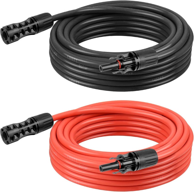 Kimbluth 8 AWG Solar Extension Cable 20FT Black + 20FT Red, 8 Gauge Solar Panel Wire Male to Female Tinned Copper Wire for Solar Panel, Automotive, RV, Boat, Outdoors - Image 1